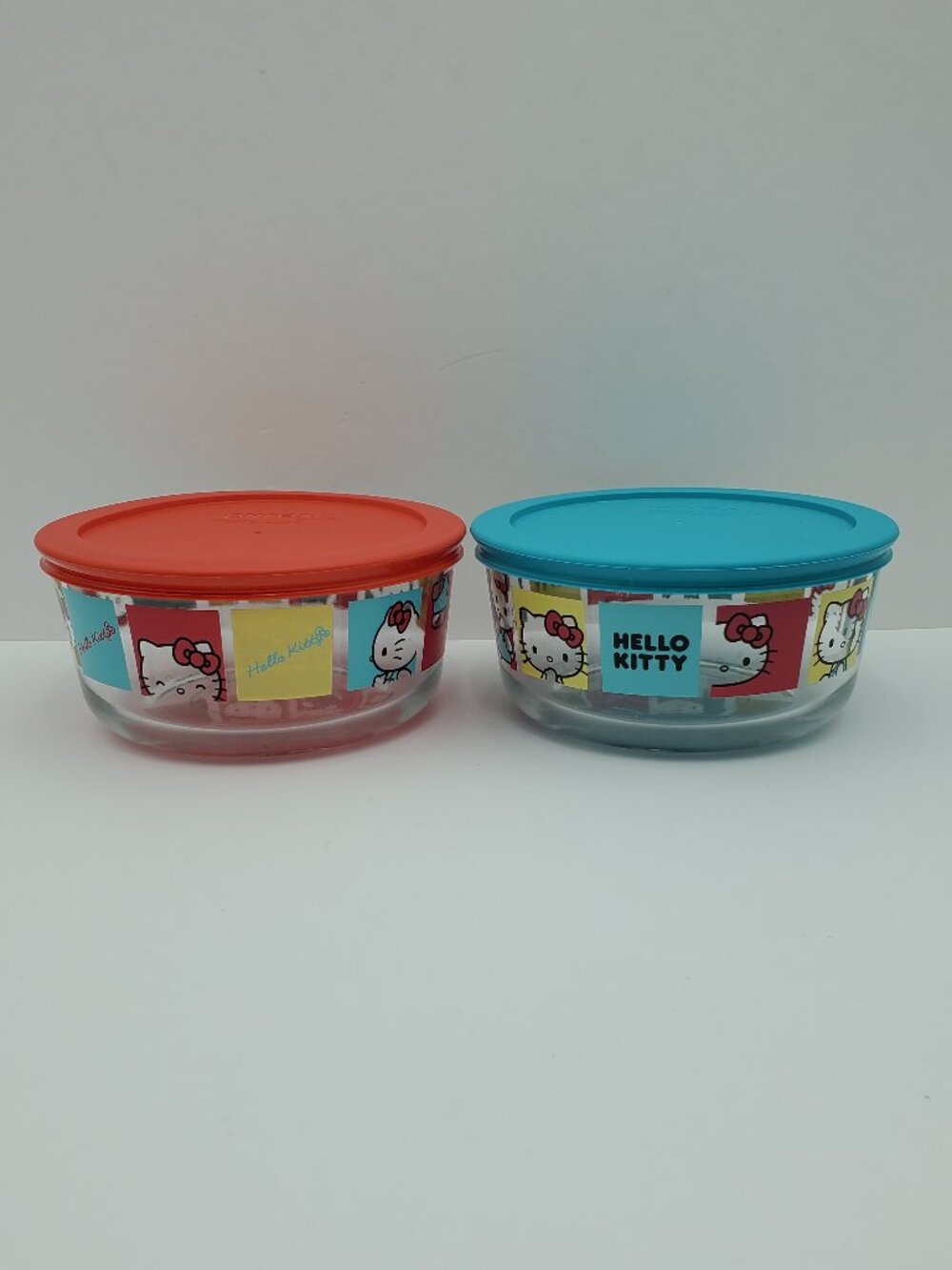 Pyrex Hello Kitty Glass Food Storage Bowls Glass Containers with Plastic Lids